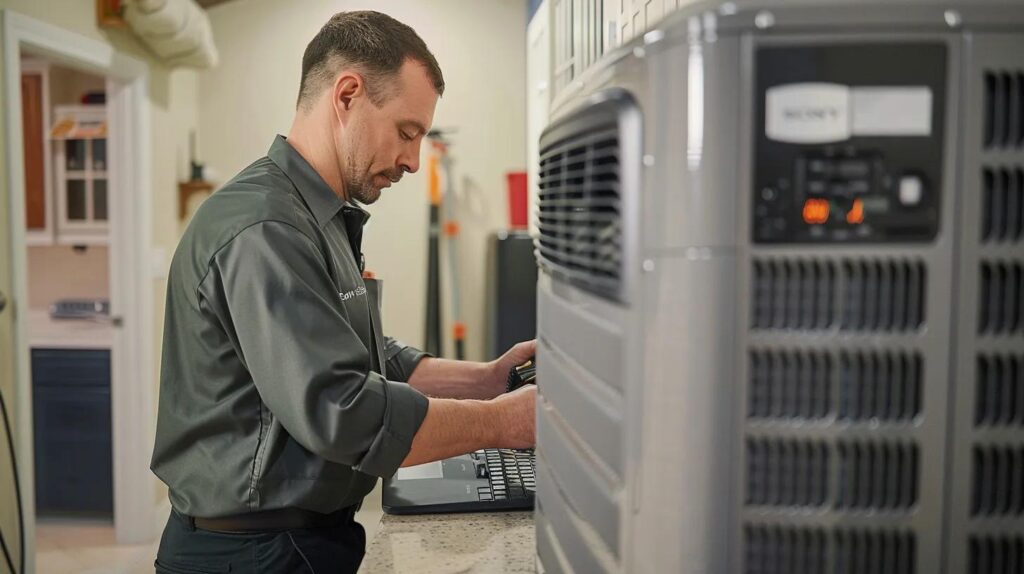 Professional HVAC technician at work